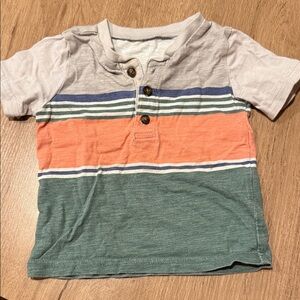 Carter's Striped Short Sleeve Tee in Orange and Green